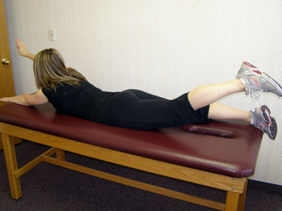 Prone Opposite Arm and Leg Lifts